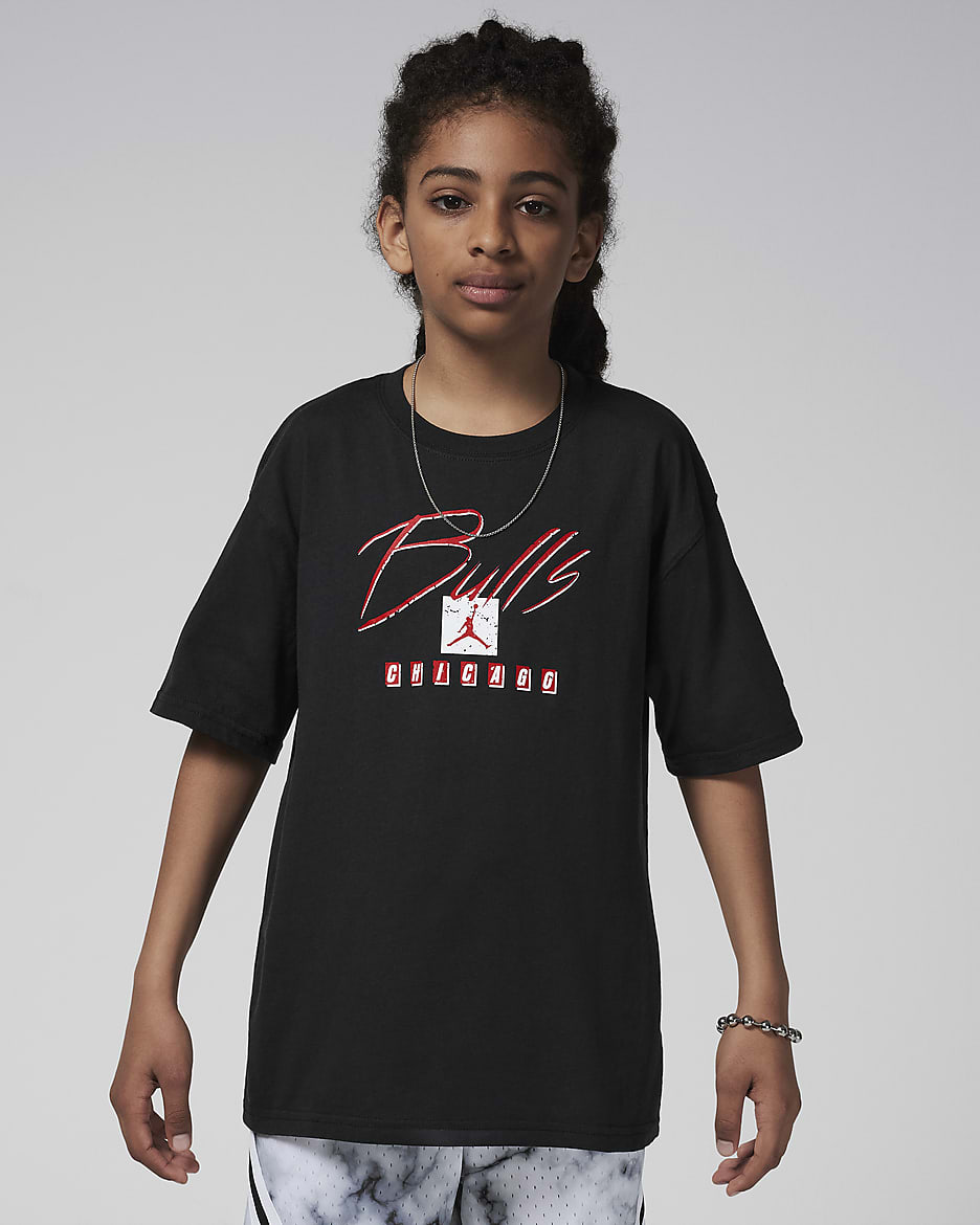 Chicago Bulls Courtside Statement Edition Older Kids Boys Nike NBA Max90 T Shirt